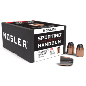 Nosler 45 Colt 250gr JHP Sporting Revolver Projectiles 100/Box