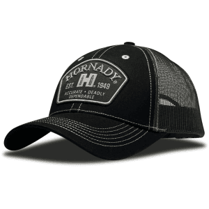 Hornady Mesh Snapback Patch Logo Trucker Hat  Adjustable (Black/White)