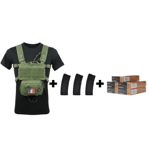 Rattlesnake Tactical Micro Chest Rig (Army Green) +3 Magpul PMAGs w/PMC Bronze 223 Rem 55 Gr FMJ BT (100 Rounds)