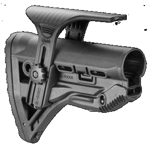FAB Defense FXGLSHOCKCP GLShock Buttstock for AR15 M16 M4 wAdjustable CheekRest AntiRattle Mechanism Black MilSpec Reinforced Polymer