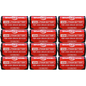 SureFire 123A Lithium Batteries 3.0V 1550mAh 12-Pack