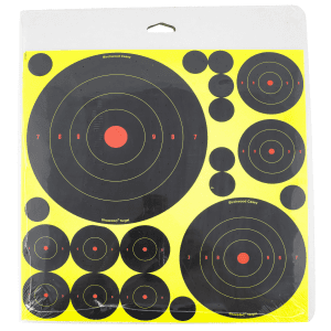 Birchwood Casey 34208 ShootNC Reactive Target Variety Pack Bullseye Adhesive Paper Target 4 Per Pkg