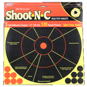 Birchwood Casey Shoot-N-C 12 Reactive Trainer Targets  5 Pack (Black/Yellow)