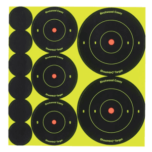 Birchwood Casey 34608 ShootNC Reactive Target Variety Pack SelfAdhesive Paper Universal BlackYellow Bullseye 132 Targets