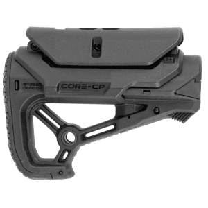 FAB Defense FXGLCORESCP GLCore S CP CQB Optimized Combat Buttstock wAdjustable CheekRest for AR15 M4 Black Fiberglass Reinforced Polymer