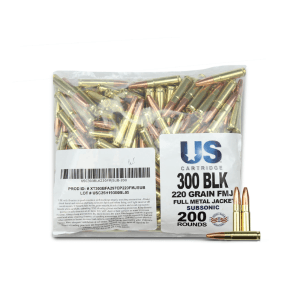 US Cartridge 300 Blackout 220 Gr Subsonic FMJ (200 Rounds)