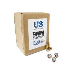 US Cartridge 9mm 115 Gr +P Nosler JHP (200 Rounds)