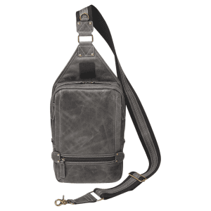 GTM Original Distressed Leather Sling Backpack (Gray)