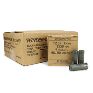 Winchester Military Grade 12 Ga 2.75 9 Pellets 00 Buck Shot Value Pack (Case)