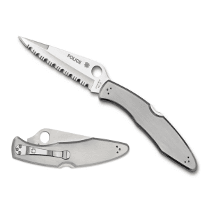 Spyderco Police Model 4.13 Serrated Spear Point Knife