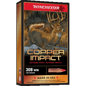 Winchester Copper Impact 308 Win 150 Grain Copper Extreme Point Lead-Free Ammo  (Box)