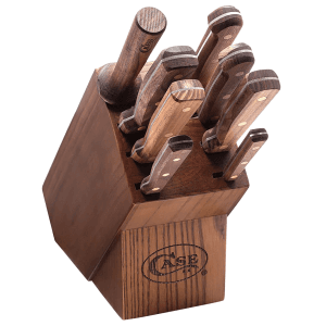 Case Household 9-Piece Cutlery Block Set with Walnut Handles