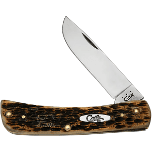 Amber Bone Peach Seed Jig Sod Buster Jr Knife