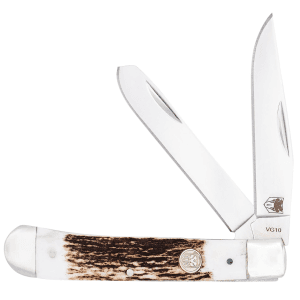 CobraTec Trapper Folding Knife VG-10 Stainless Stag Bone/SS Handle