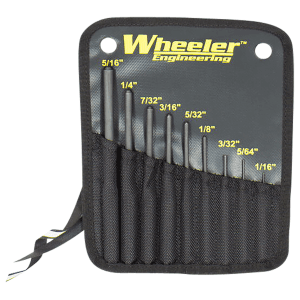 Wheeler Roll Pin Punch Set Black Steel Knurled Handle
