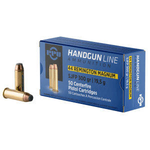 PPU Handgun 44 Rem Mag 300 Gr SJFP 50 Rounds (Box)