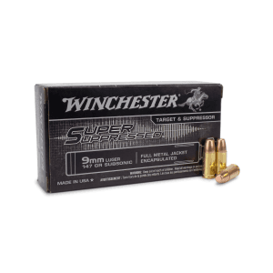 Winchester Super Suppressed 9mm 147 Grain Encapsulated Subsonic FMJ Ammo (Box)