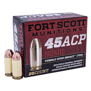 Fort Scott Munitions Tumble Upon Impact 45 ACP 180 Grain Solid Copper Spun 450180SCV (Box)