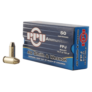 Ppu Handgun 40 S&W 165 Grain Flat Point Jacketed PPH40F (Box)