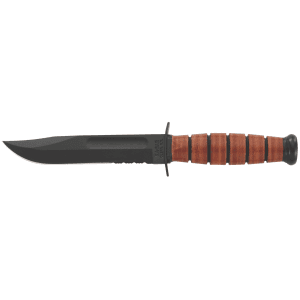 Ka-Bar - 1252 - USMC 5.25 Fixed Clip Point Part Serrated Black Knife