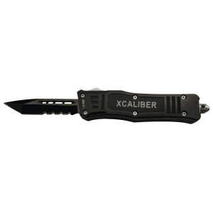Xcaliber - 728881687409 - 40 Cal 2.75 OTF Tanto Part Serrated Black Knife