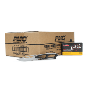 PMC X-TAC 5.56 NATO 62 Gr Green Tip LAP (Case) w/ Free Master USA Fixed Blade Knife