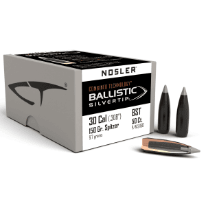 Nosler 30 Cal 150gr Ballistic Silvertip Spitzer 50/Box