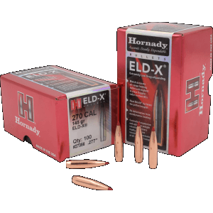 Hornady 270 Caliber 145gr ELD-X Hunting Projectiles 100/Box