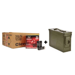 Clever Express Buckshot 12 Gauge 2.75 00 Buck 9 Pellet (Case) w/ 30 Caliber Ammo Can