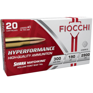 Fiocchi Hyperformance 300 Win Mag 190 Grain Sierra Bullets MatchKing BTHP (Box)