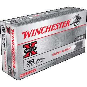 Winchester Super X 38 Special 148 Grain Super Match Lead Semi-Wadcutter X38SMRP (Box)