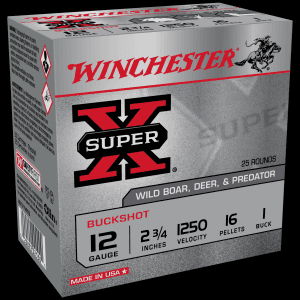 Winchester 12 Gauge 2.75 16 Pellets 1 Buck Buffered 1250 fps (Box)