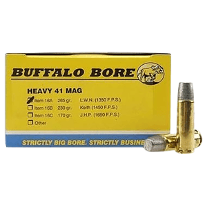 Buffalo Bore Ammo  Heavy 41 Rem Mag 265 Gr Hard Cast Lead (Box)