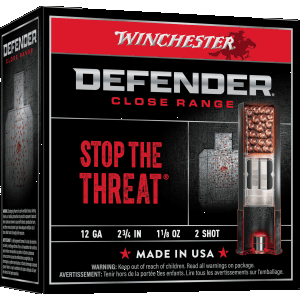 Winchester Defender 12 Gauge 2.75 1 1/8 oz 2 Shot S122PD25 (Box)