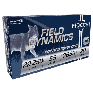 Fiocchi Field Dynamics 22-250 Rem 55 Grain Pointed Soft Point (Box)