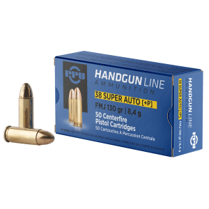 PPU Handgun 38 Super +P 130 Gr FMJ 50 Rounds (Box)