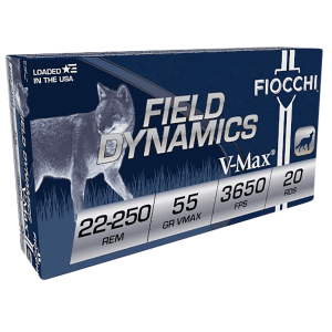 Fiocchi Field Dynamics 22-250 Rem 55 Grain Hornady V Max (Box)