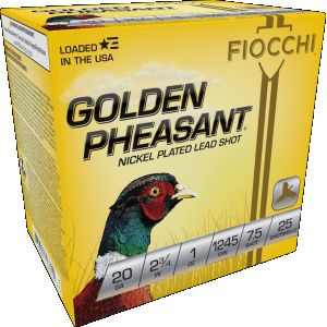 Fiocchi 20 Gauge 2.75 1 oz 7.5 Shot Nickel-Plated Lead 1245 fps (Box)
