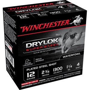 Winchester Drylok Super Steel 12 Gauge 2.75 1 1/4 oz 4 Shot XSM124 (Box)