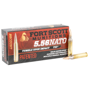 Fort Scott Munitions 5.56 62 Grain Solid Copper Spun TUI (Box)