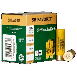 Sellier & Bellot Hunting 20 Gauge 2.75 1 oz 2 Buck SB20BSA (Box)
