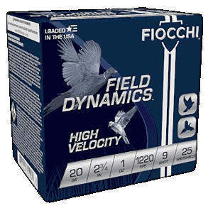 Fiocchi 20 Gauge 2.75 1 oz 9 Shot 1220 fps (Box)