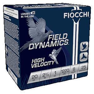 Fiocchi Field Dynamics 20 Gauge 2.75 1 oz 8 Shot 20HV8 (Box)