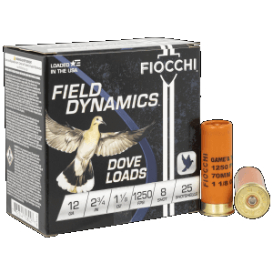 Fiocchi Field Dynamics 12 Gauge 2.75 1 1/8 oz 8 Shot 12GTX188 (Box)