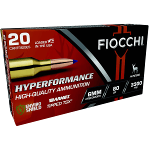 Fiocchi Hyperformance 6mm Creedmoor 80 Gr Barnes Tipped TSX (Box)
