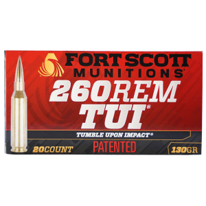 Fort Scott Munitions Tumble Upon Impact 260 Rem 130 Grain Solid Copper Spun (Box)