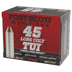 Fort Scott Munitions Tumble Upon Impact 45 Long Colt 225 Grain Solid Copper Spun 45LC225SCV (Box)