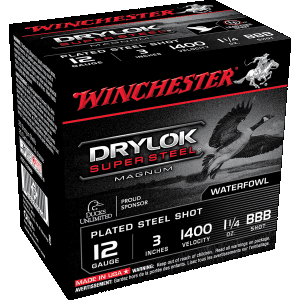 Winchester Drylok Super Steel 12 Gauge 3 1-1/4 oz BBB Shot (Box)