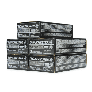 Winchester Super Suppressed 9mm 147 Grain Encapsulated Subsonic FMJ Ammo (Range Bundle)