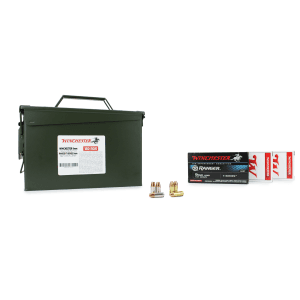 Winchester 9mm 124 Gr FMJ / Winchester Ranger T-Series 9mm 147 Gr JHP 150 Rounds in Heavy Duty Ammo Can Bundle